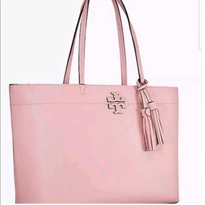 Tory Burch Mcgraw Pink Quartz Pebbled Leather Tote